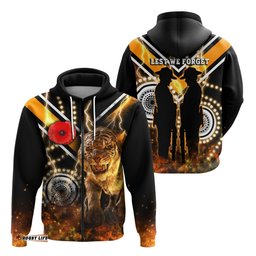 Wests Tigers ANZAC Day Zip Hoodie Version Aboriginal Tiger 3D