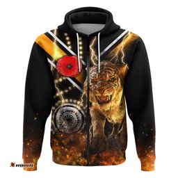 Wests Tigers ANZAC Day Zip Hoodie Version Aboriginal Tiger 3D