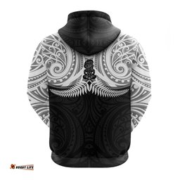 New Zealand Zip up Hoodie Maori Silver Fern 0