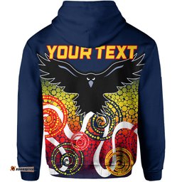Custom Personalised Adelaide Crows Zip Hoodie Indigenous Blue Color