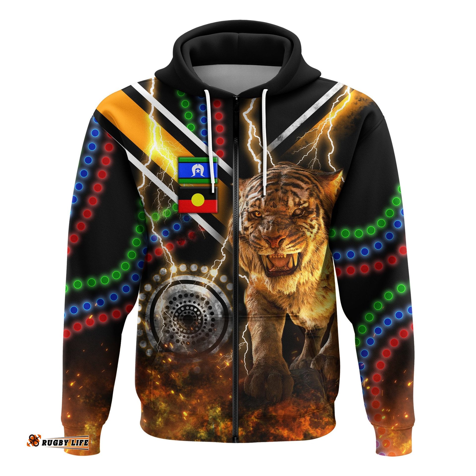 Wests Tigers NAIDOC Week Zip Hoodie Version Aboriginal Tiger 3D