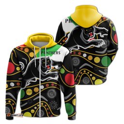 Penrith Panthers Zip up Hoodie Panther With Colors NAIDOC Patterns 0
