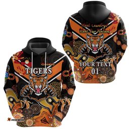 Custom Personalised Wests Hoodie Tigers Indigenous NAIDOC Heal Country! Heal Our Nation Black, Custom Text And Number 03