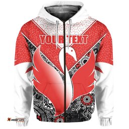 Custom Personalised Swans Indigenous Zip Hoodie Sydney Style