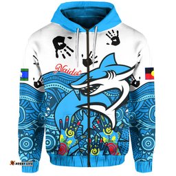 Custom Personalised Sharks NAIDOC Week Zip Hoodie Cronulla