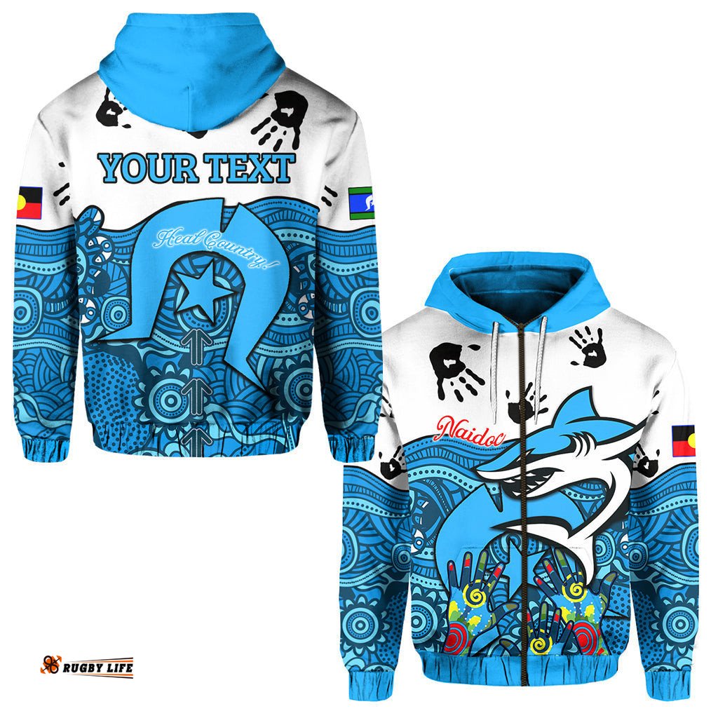 Custom Personalised Sharks NAIDOC Week Zip Hoodie Cronulla