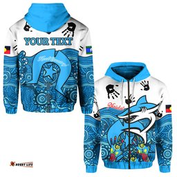 Custom Personalised Sharks NAIDOC Week Zip Hoodie Cronulla