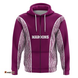 Custom Personalised Queensland Zip Hoodie Maroons Simple Aboriginal