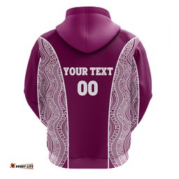 Custom Personalised Queensland Zip Hoodie Maroons Simple Aboriginal