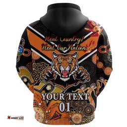 Custom Personalised Wests Hoodie Tigers Indigenous NAIDOC Heal Country! Heal Our Nation Black, Custom Text And Number 07