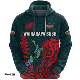 Custom Personalised Maori Wairarapa Bush Rugby Hoodie New Zealand Silver Fern, Custom Text And Number