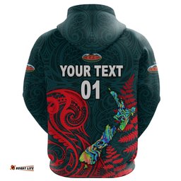 Custom Personalised Maori Wairarapa Bush Rugby Hoodie New Zealand Silver Fern, Custom Text And Number