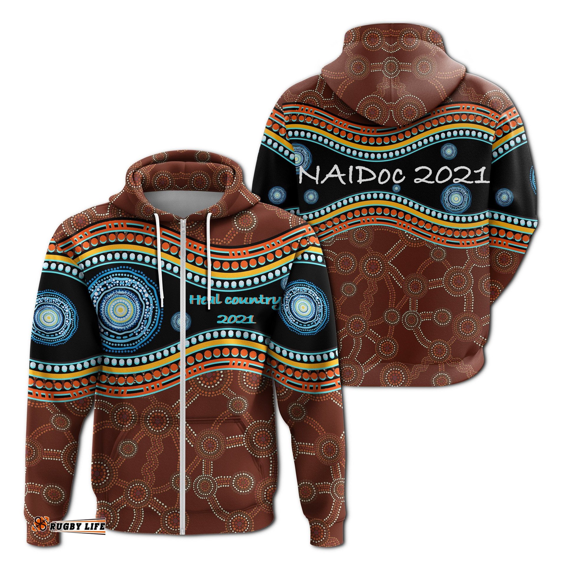Australia Zip Up Hoodie NAIDOC Week Heal Country 0