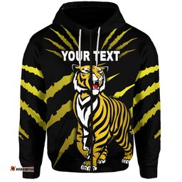 Custom Personalised Richmond Tigers Zip Hoodie Original Version Black
