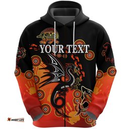 Custom Personalised St. George Illawarra Dragons Zip Hoodie Simple Indigenous Red