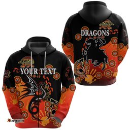 Custom Personalised St. George Illawarra Dragons Zip Hoodie Simple Indigenous Red