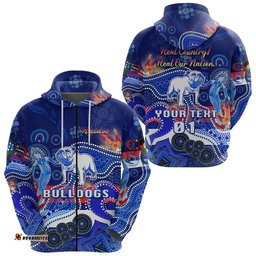Custom Personalised Western Zip Hoodie Bulldogs Indigenous NAIDOC Heal Country! Heal Our Nation, Custom Text And Number