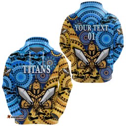 Custom Personalised Gold Coast Titans Hoodie Indigenous, Custom Text And Number