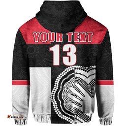 Custom Personalised Saints Simple Indigenous Zip Hoodie Brave St Kilda Custom Text and Number