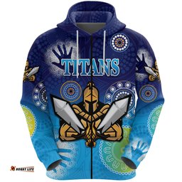 Gold Coast Titans Zip Hoodie Simple Indigenous