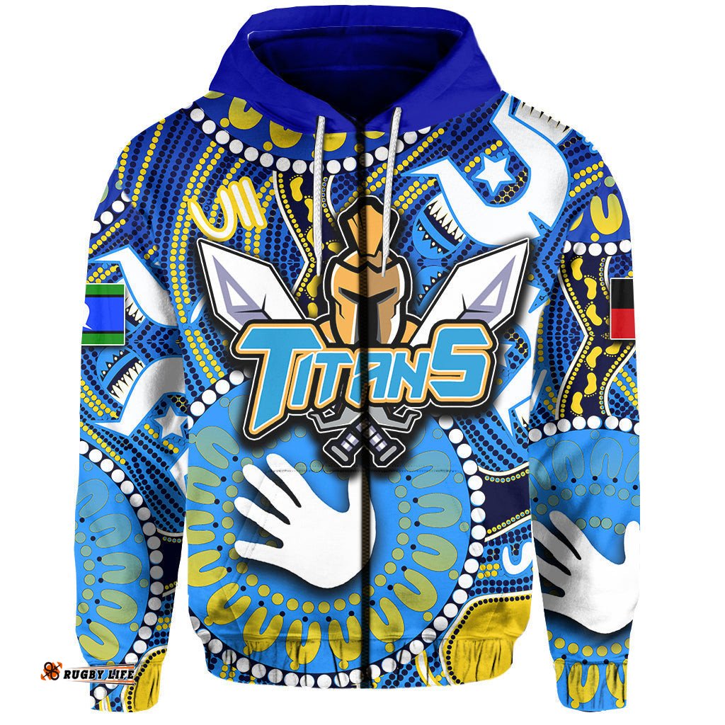 Custom Personalised NAIDOC Gold Coast Zip Hoodie Titans NAIDOC Patterns