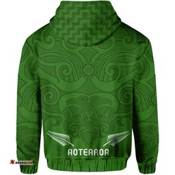 Maori Zip Hoodie Green Aotearoa Tattoo