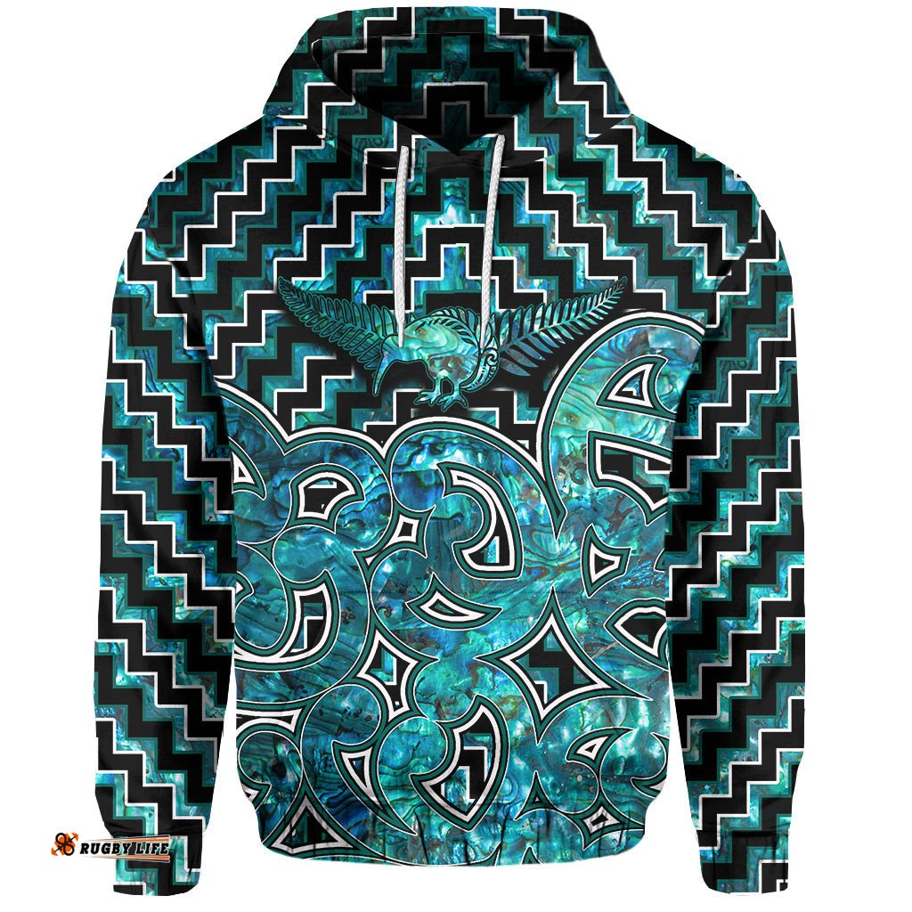 New Zealand Hoodie Maori Graphic Tee patterns Paua Shell