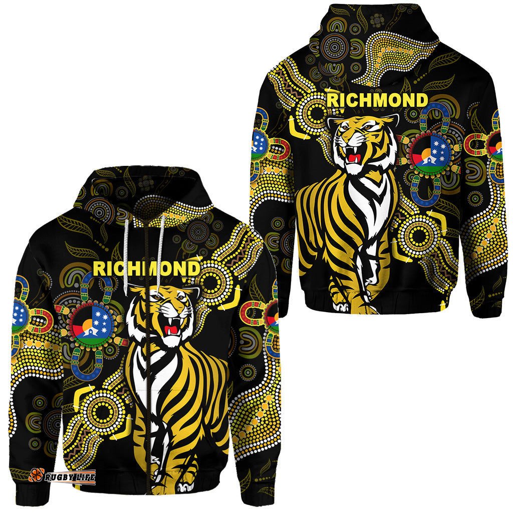Richmond Tigers Zip Hoodie NAIDOC Heal Country! Heal Our Nation Indigenous Vibes