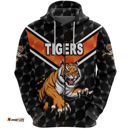 Wests Tigers Zip Hoodie Original Style Black