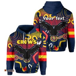 Custom Personalised Adelaide Crows Zip Hoodie Indigenous