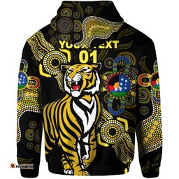 Custom Personalised Richmond Tigers Zip Hoodie NAIDOC Heal Country! Heal Our Nation Indigenous Vibes, Custom Text And Number