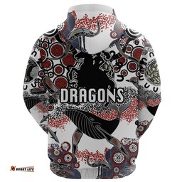Custom Personalised St. George Illawarra Dragons Hoodie Indigenous White