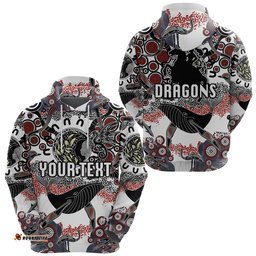 Custom Personalised St. George Illawarra Dragons Hoodie Indigenous White