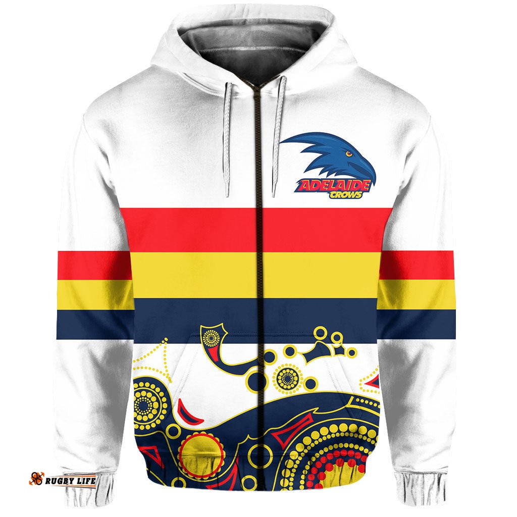 Adelaide Crows Zip Hoodie Aboriginal Simple Style