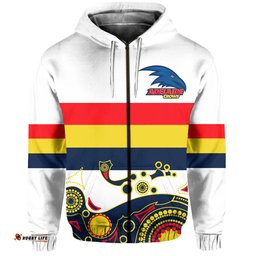 Adelaide Crows Zip Hoodie Aboriginal Simple Style