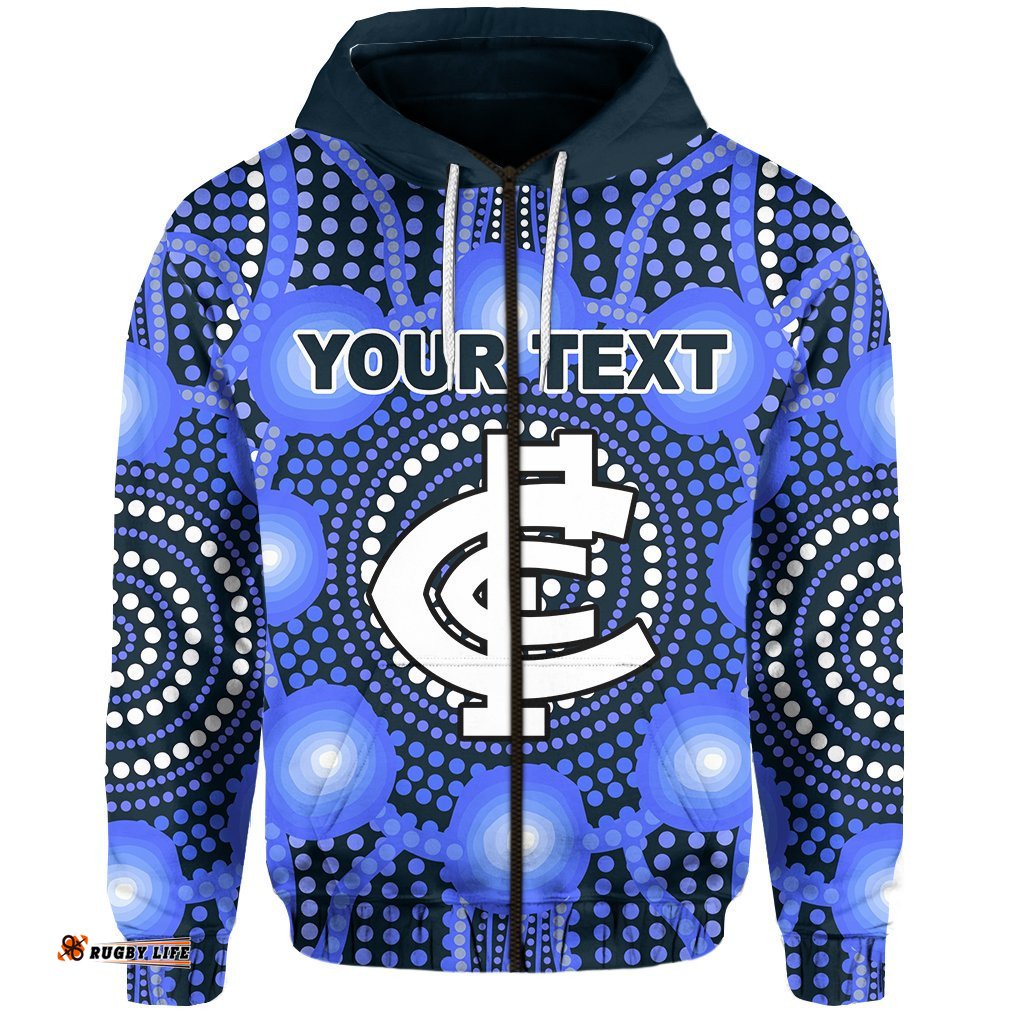 Custom Personalised Blues Zip Hoodie Carlton Bright Indigenous