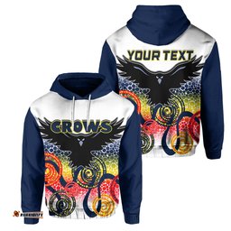 Custom Personalised Adelaide Crows Hoodie Indigenous White Color