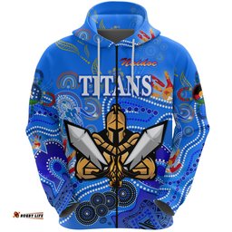 Custom Personalised Gold Coast Titans Zip Hoodie NAIDOC, Custom Text And Number