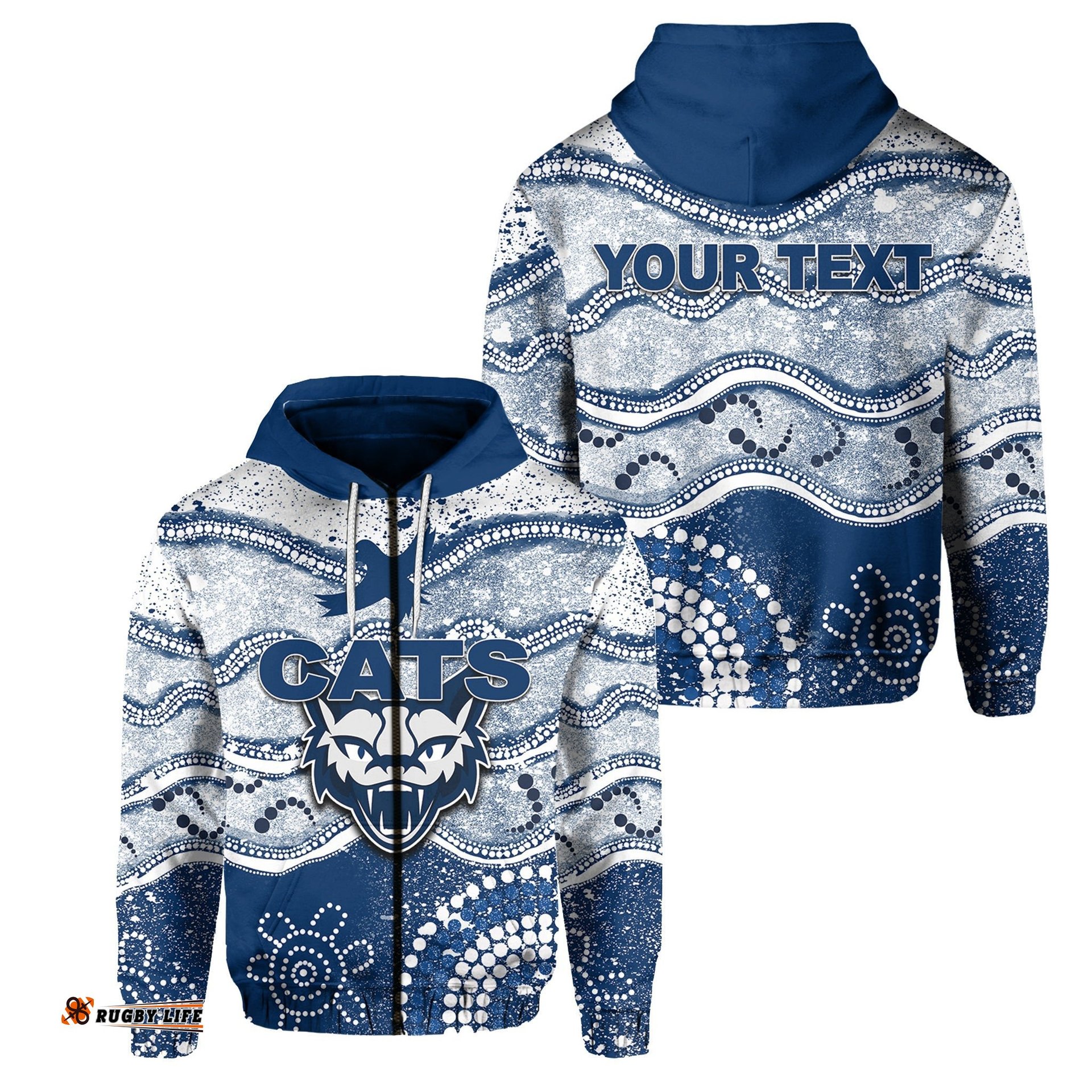 Custom Personalised Cats Zip Hoodie Aboriginal Grunge Style