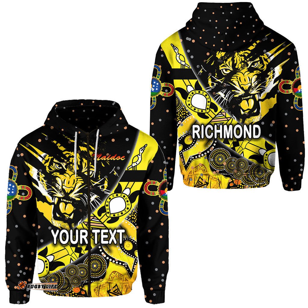 Custom Personalised Richmond Tigers Zip Hoodie NAIDOC Heal Country! Heal Our Nation Dotted
