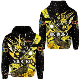 Custom Personalised Richmond Tigers Zip Hoodie NAIDOC Heal Country! Heal Our Nation Dotted