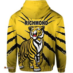Custom Personalised Richmond Tigers Zip Hoodie Original Version Yellow