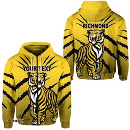 Custom Personalised Richmond Tigers Zip Hoodie Original Version Yellow