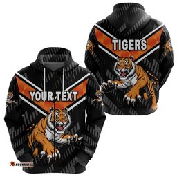 Custom Personalised Wests Tigers Zip Hoodie Simple NO.1