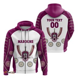 Custom Personalised Queensland Zip Hoodie Maroons Aboriginal Sport Style