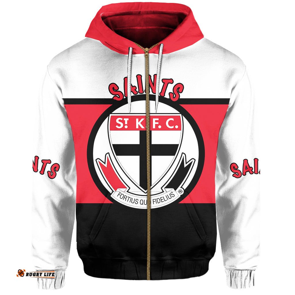 Saints Zip up Hoodie Black Red White Original 0