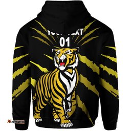 Custom Personalised Richmond Tigers Zip Hoodie Original Version Black, Custom Text And Number