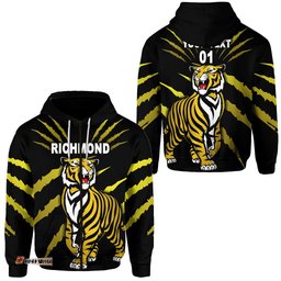 Custom Personalised Richmond Tigers Zip Hoodie Original Version Black, Custom Text And Number