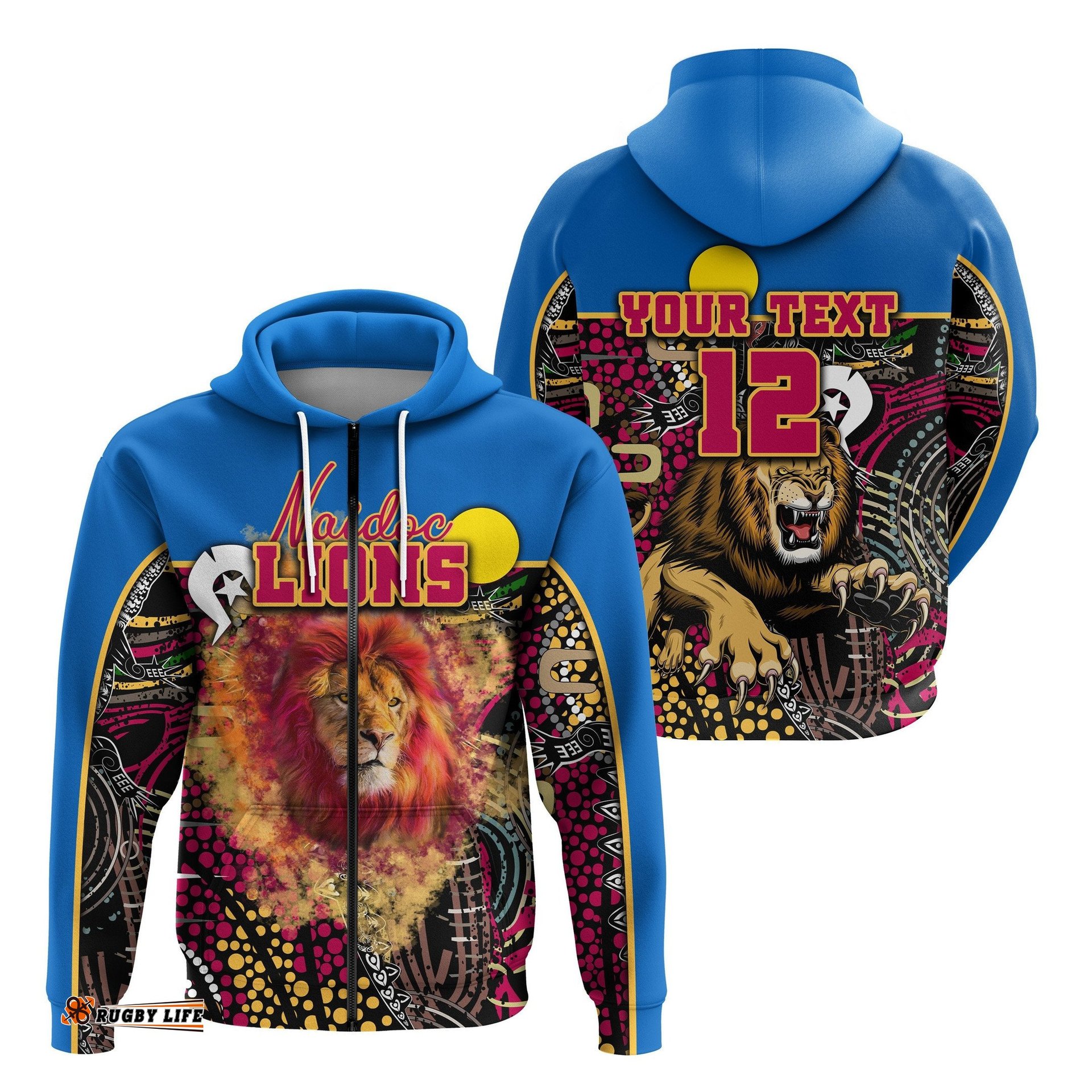 Custom Personalised Brisbane NAIDOC Week Zip Hoodie Lions Sport Style Ver.1