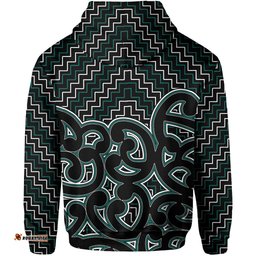 New Zealand Hoodie Maori Graphic Tee patterns Green